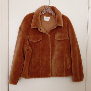 Eifini Tan Sherpa Fleece Cozy Teddy Jacket